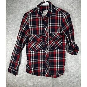 Zara Red & Blue Plaid Flannel Long Sleeve Button Up Women’s Size Small